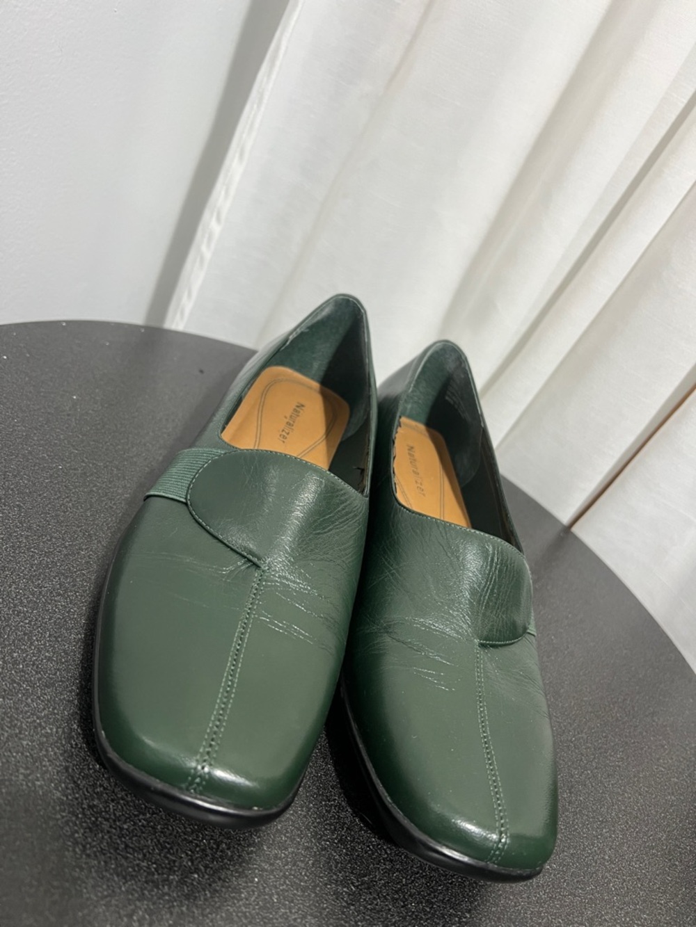 Naturalizer Dark Green Leather Slip-On Loafers